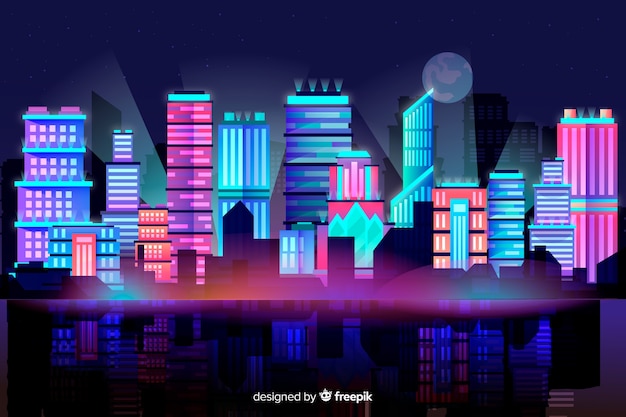 Fondo skyline ciudad futurista