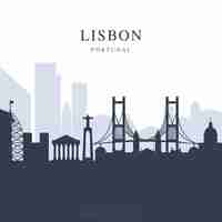 Vector gratuito fondo de la skyline de lisboa