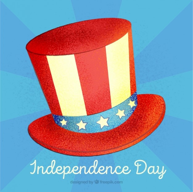Vector gratuito fondo de sombrero americano pintado a mano del día de la independencia