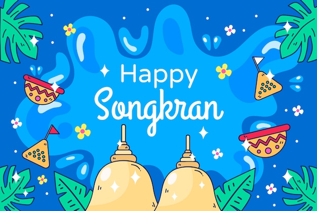 Vector gratuito fondo de songkran dibujado a mano