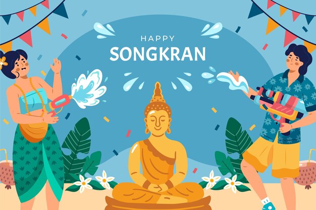 Fondo de songkran plano
