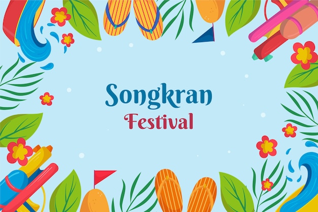 Vector gratuito fondo de songkran plano