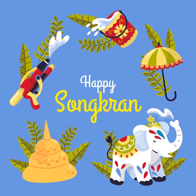 Vector gratuito fondo de songkran plano