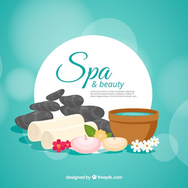 Fondo de spa y belleza en diseño plano