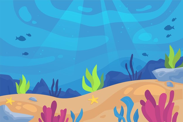 Fondo submarino con algas coloridas