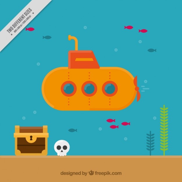 Fondo de submarino en diseño plano