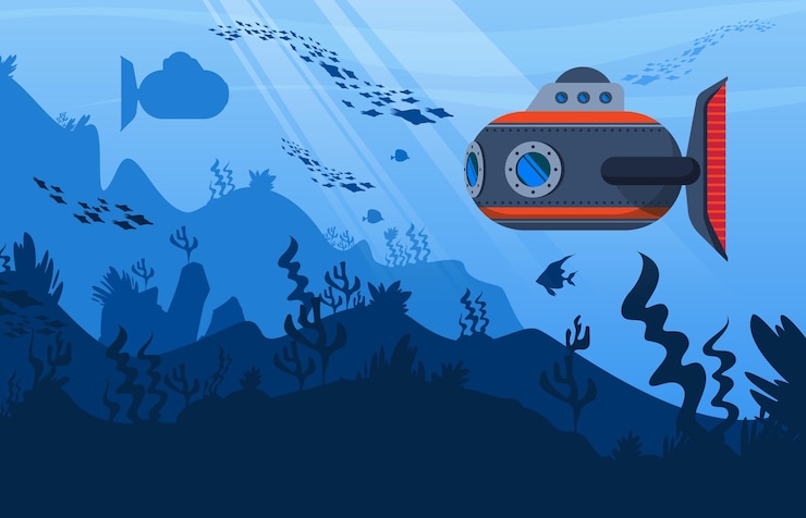 Vector gratuito fondo submarino con símbolos de flora y fauna submarina ilustración vectorial realista