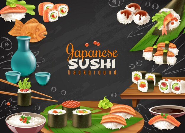 Fondo de sushi japonés