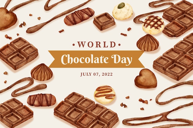 Fondo de tabletas del día mundial del chocolate acuarela