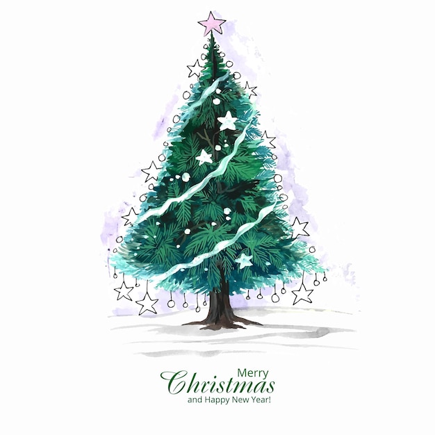 Fondo de tarjeta de árbol de navidad creativo dibujado a mano