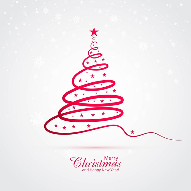 Fondo de tarjeta de árbol de navidad de línea mínima