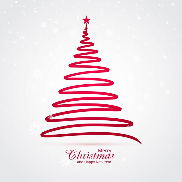 Fondo de la tarjeta del árbol de Navidad de línea mínima