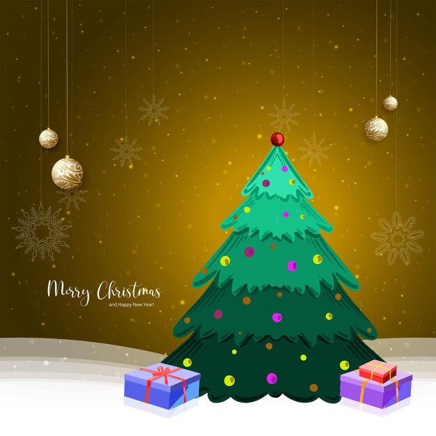 Fondo de la tarjeta de celebración del árbol verde decorativo de Navidad