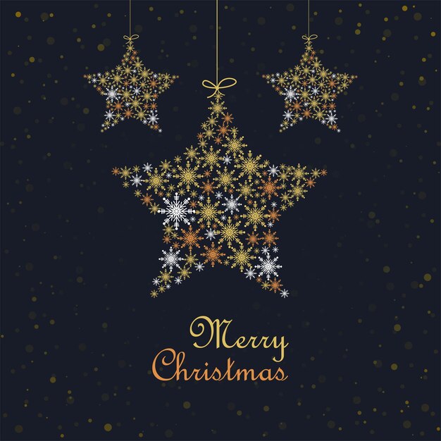 Fondo de tarjeta de celebración estrella de copos de nieve coloridos colgantes
