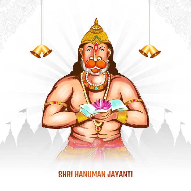 Vector gratuito fondo de tarjeta de celebración del festival hanuman jayanti de india