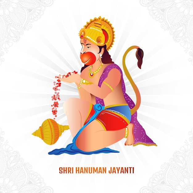 Vector gratuito fondo de tarjeta de celebración del festival hanuman jayanti de india