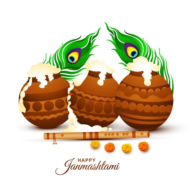 Fondo de tarjeta de celebración del festival indio de janmashtami