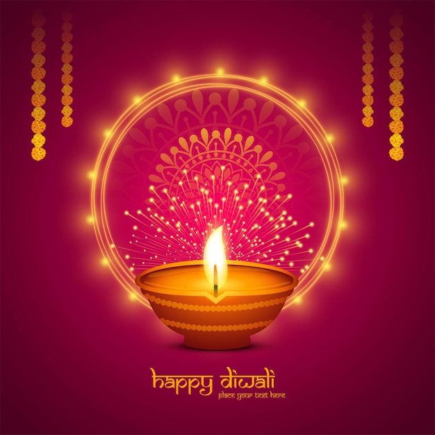 Fondo de tarjeta de celebración de festival de lámpara de aceite decorativa de diwali feliz