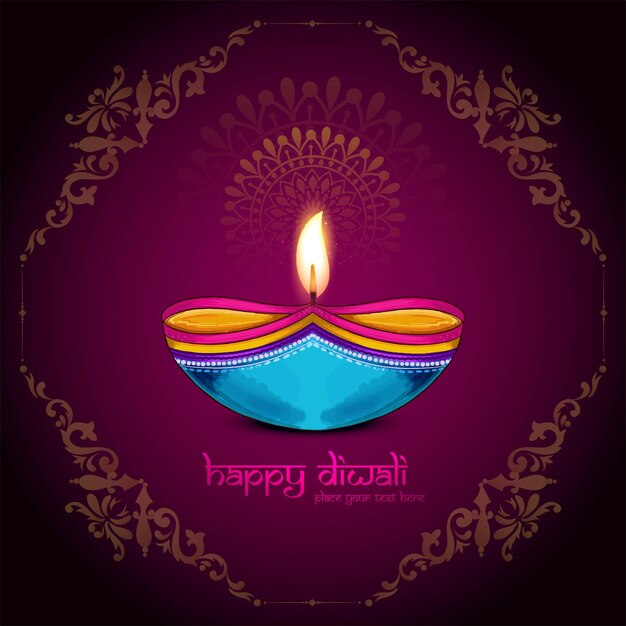 Fondo de tarjeta de celebración del festival de la lámpara de aceite feliz diwali