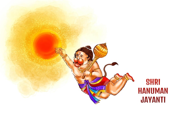 Vector gratuito fondo de tarjeta de celebración del festival sri hanuman jayanti