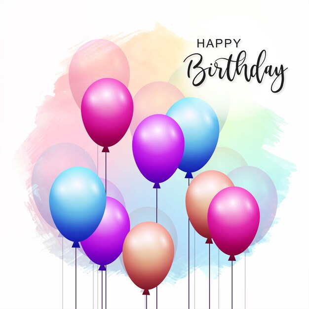 Fondo de tarjeta de celebración de globos de cumpleaños coloridos