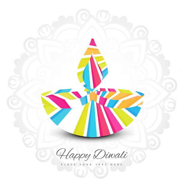 Fondo de tarjeta colorida de diwali diya aceite lámpara festival colorido