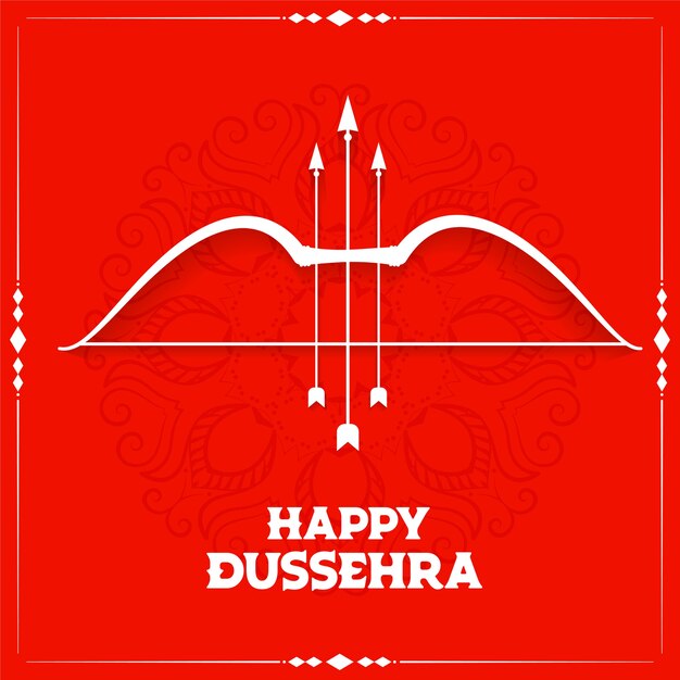 Fondo de tarjeta de deseos de festival de dussehra feliz rojo