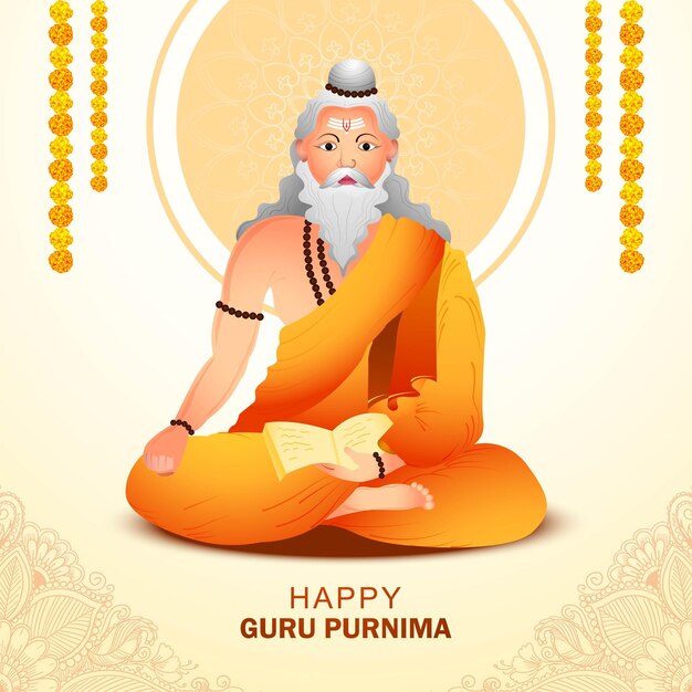 Fondo de tarjeta de felicitación de celebración de gurú purnima