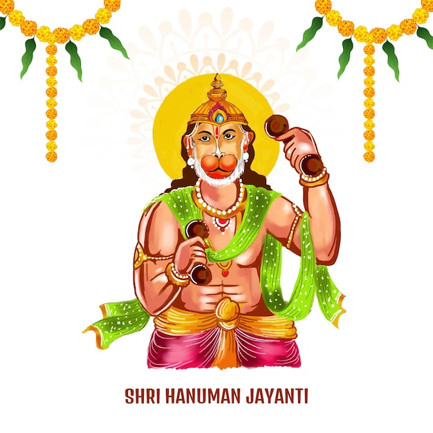 Vector gratuito fondo de tarjeta de felicitación de celebración de hanuman jayanti