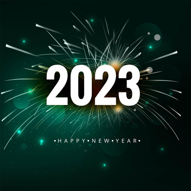 Fondo de tarjeta de felicitación de color brillante de fuegos artificiales de año nuevo 2023