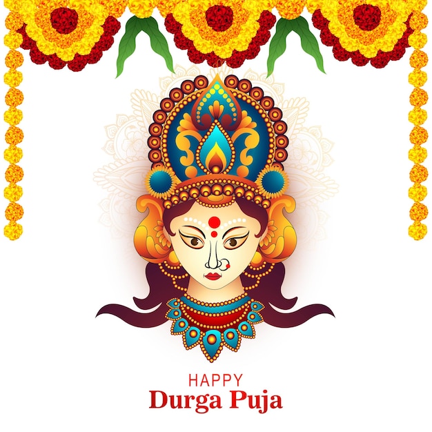 Fondo de tarjeta de felicitación de durga puja feliz festival indio tradicional