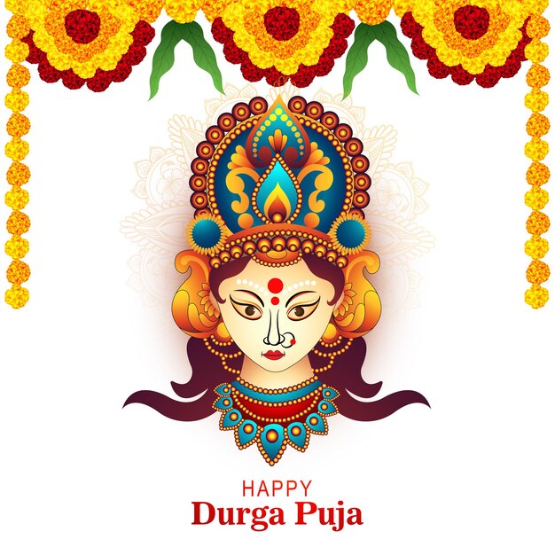 Fondo de tarjeta de felicitación de durga puja feliz festival indio tradicional