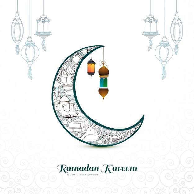 Fondo de tarjeta de felicitación de luna ramadan kareem