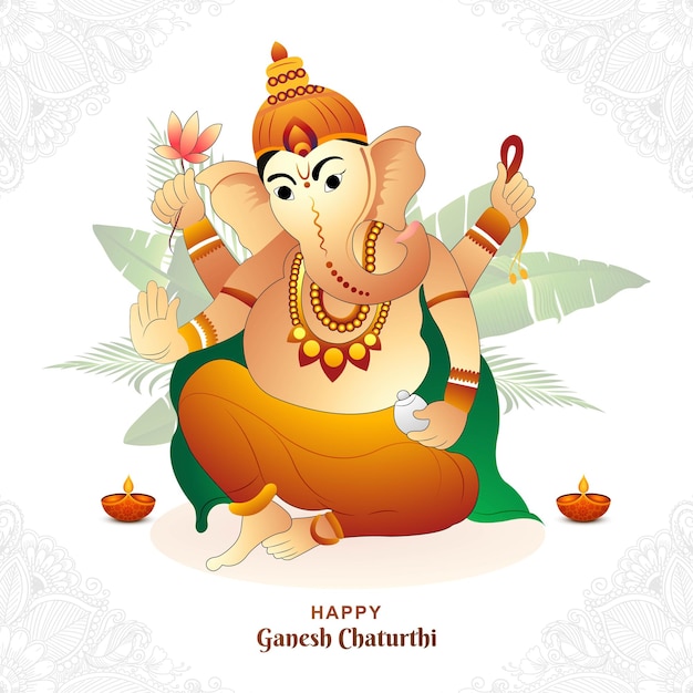 Vector gratuito fondo de tarjeta de felicitación tradicional feliz ganesh chaturthi