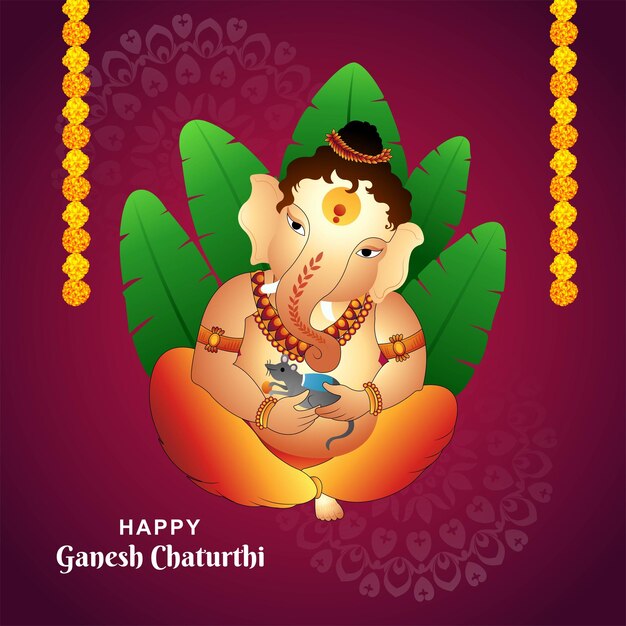 Fondo de tarjeta de felicitación tradicional feliz ganesh chaturthi