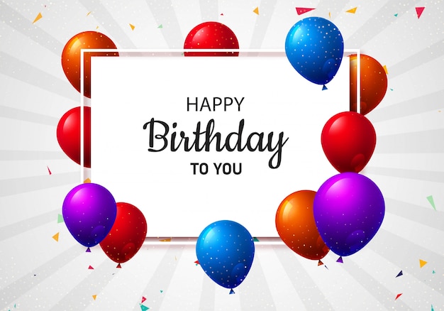 Fondo de tarjeta de feliz cumpleaños globos decorativos multicolores