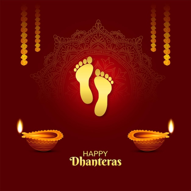 Fondo de tarjeta festival para la diosa maa lakshmi charan o paduka dhanteras
