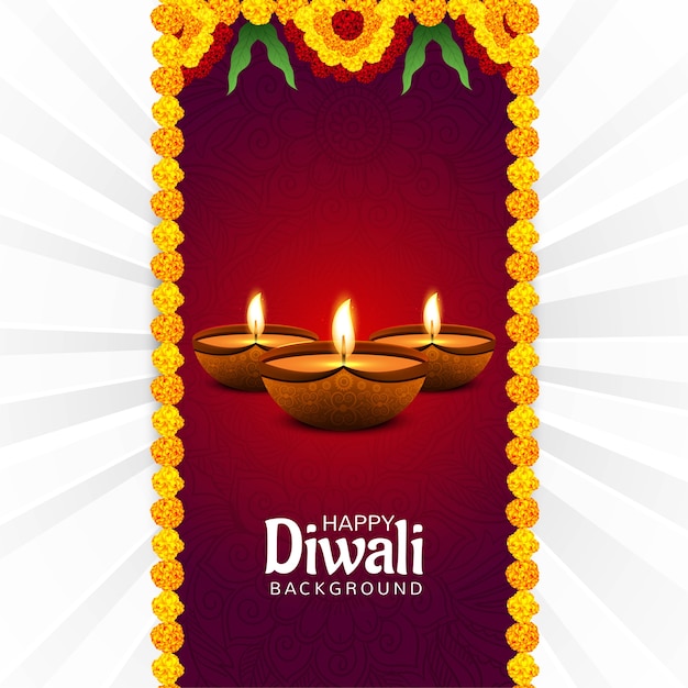 Fondo de tarjeta de festival de diwali diya decorado