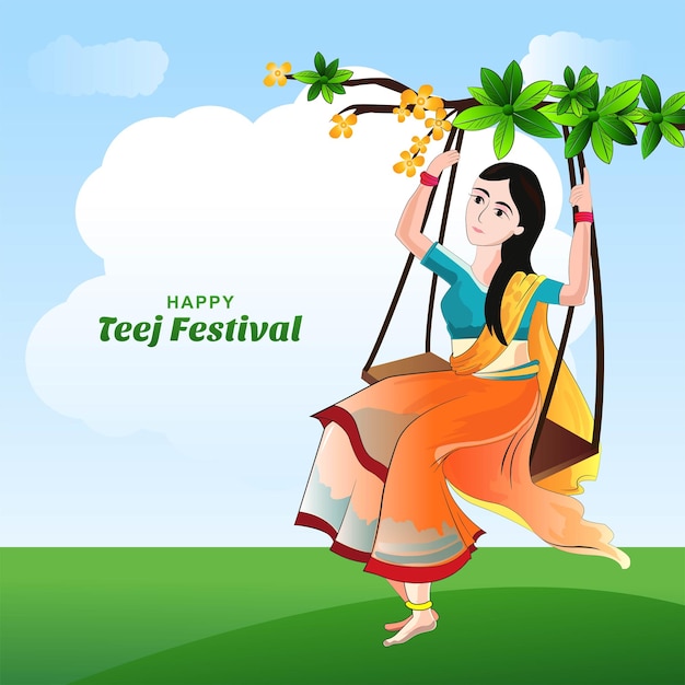 Fondo de tarjeta de festival indio feliz hariyali teej