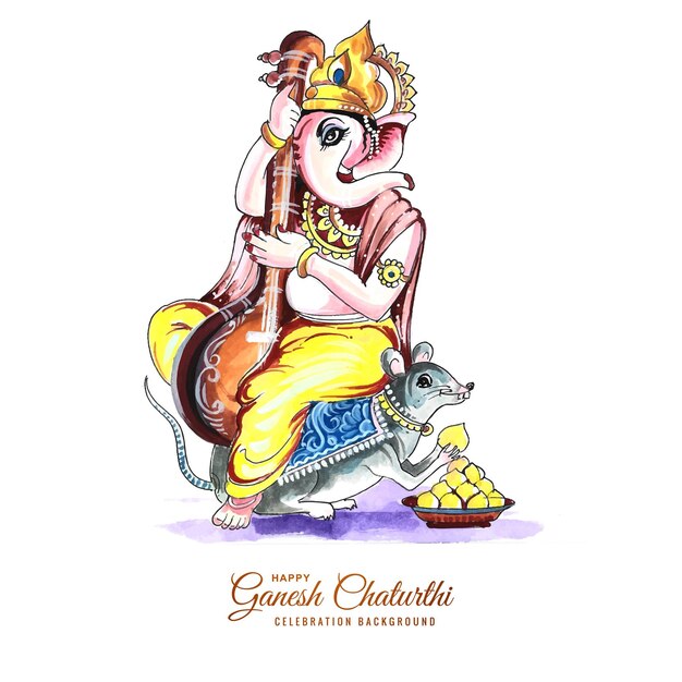 Vector gratuito fondo de tarjeta de festival indio de lord ganesh chaturthi