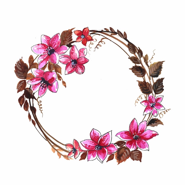 Fondo de tarjeta de marco floral circular hermoso
