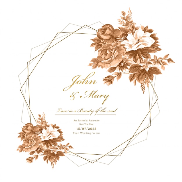 Fondo de tarjeta de marco de flores decorativas de boda