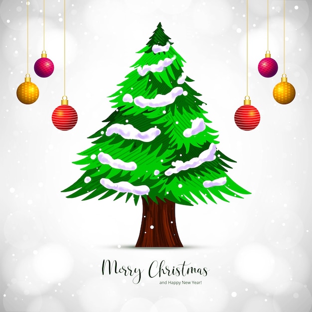 Vector gratuito fondo de tarjeta de navidad decorativa de árbol de navidad