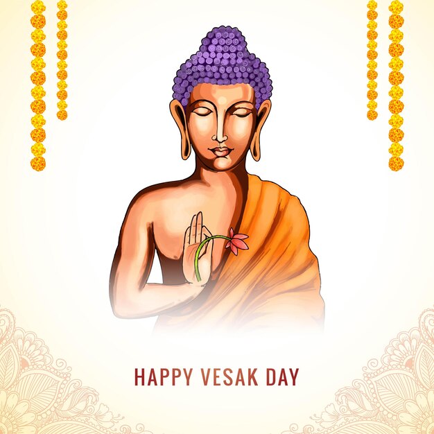 Fondo de tarjeta tradicional feliz buddha purnima vesak day
