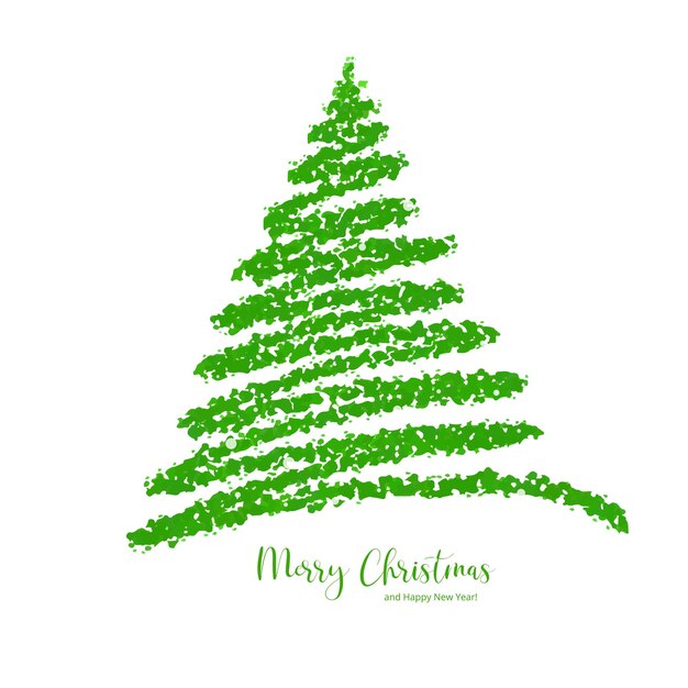 Fondo de tarjeta de vacaciones de árbol de línea de feliz navidad