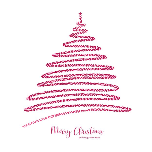 Fondo de tarjeta de vacaciones de árbol de línea de feliz navidad