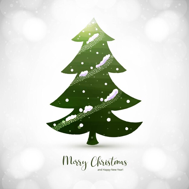 Fondo de tarjeta de vacaciones de árbol de navidad feliz decorado
