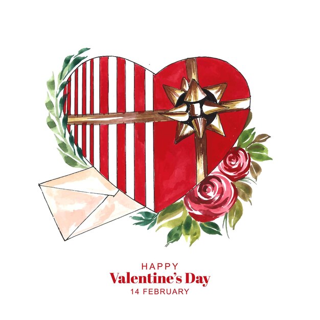 Fondo de tarjeta de vacaciones de día de san valentín con forma de corazón de cinta elegante