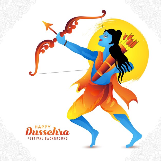 Fondo de tarjeta de vacaciones de ilustración de festival de dussehra feliz