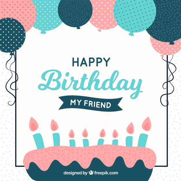 Fondo de tarta de cumpleaños con diseño plano